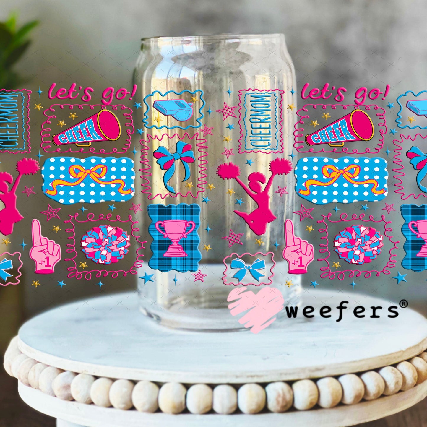 UV DTF Cup Wrap – Cheer Mom Weefers Exclusive 16oz Libbey Glass Original Size Cup Wrap Weefers