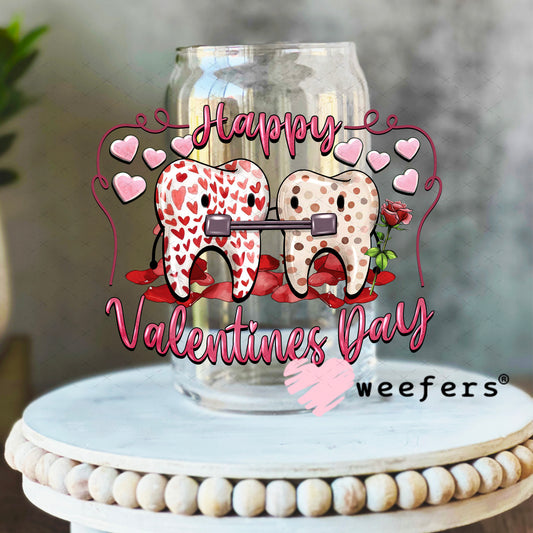 UV DTF Decal - Happy Valentine Day Dentist 16oz Libbey Glass Original Size Weefers
