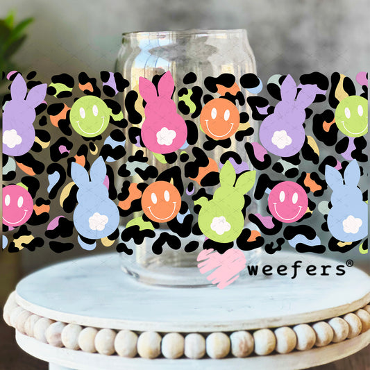 UV DTF Cup Wrap – Cheetah Easter Bunnies 16oz Libbey Glass Original Size Weefers
