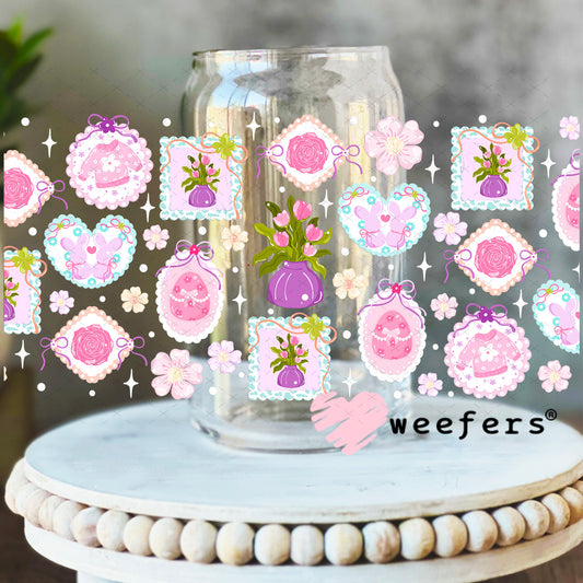 UV DTF Cup Wrap – Vintage Easter 16oz Libbey Glass Original Size Weefers