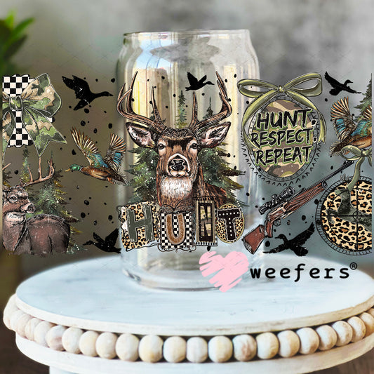 UV DTF Cup Wrap – Hunt Respect Repeat 16oz Libbey Glass Original Size Weefers