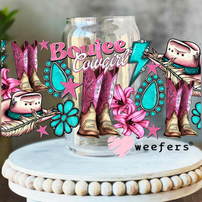 UV DTF Cup Wrap – Boujee Cowgirl 16oz Libbey Glass Original Size Weefers
