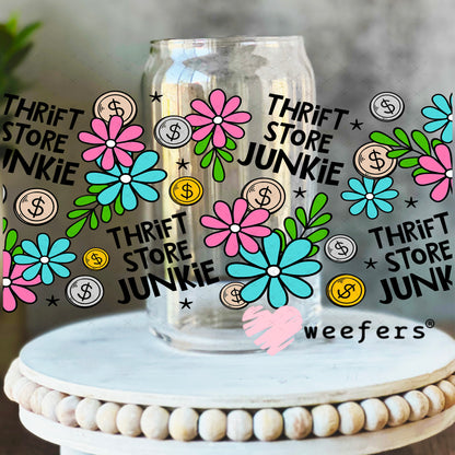 UV DTF Cup Wrap – Thrift Store Junkie 16oz Libbey Glass Original Size Weefers