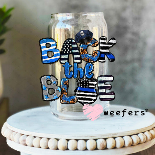 UV DTF Decal - Back the Blue 16oz Libbey Glass Original Size Weefers