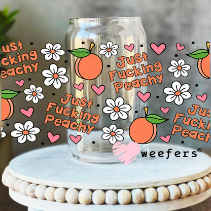 UV DTF Cup Wrap – Just F'in Peachy 16oz Libbey Glass Original Size Weefers