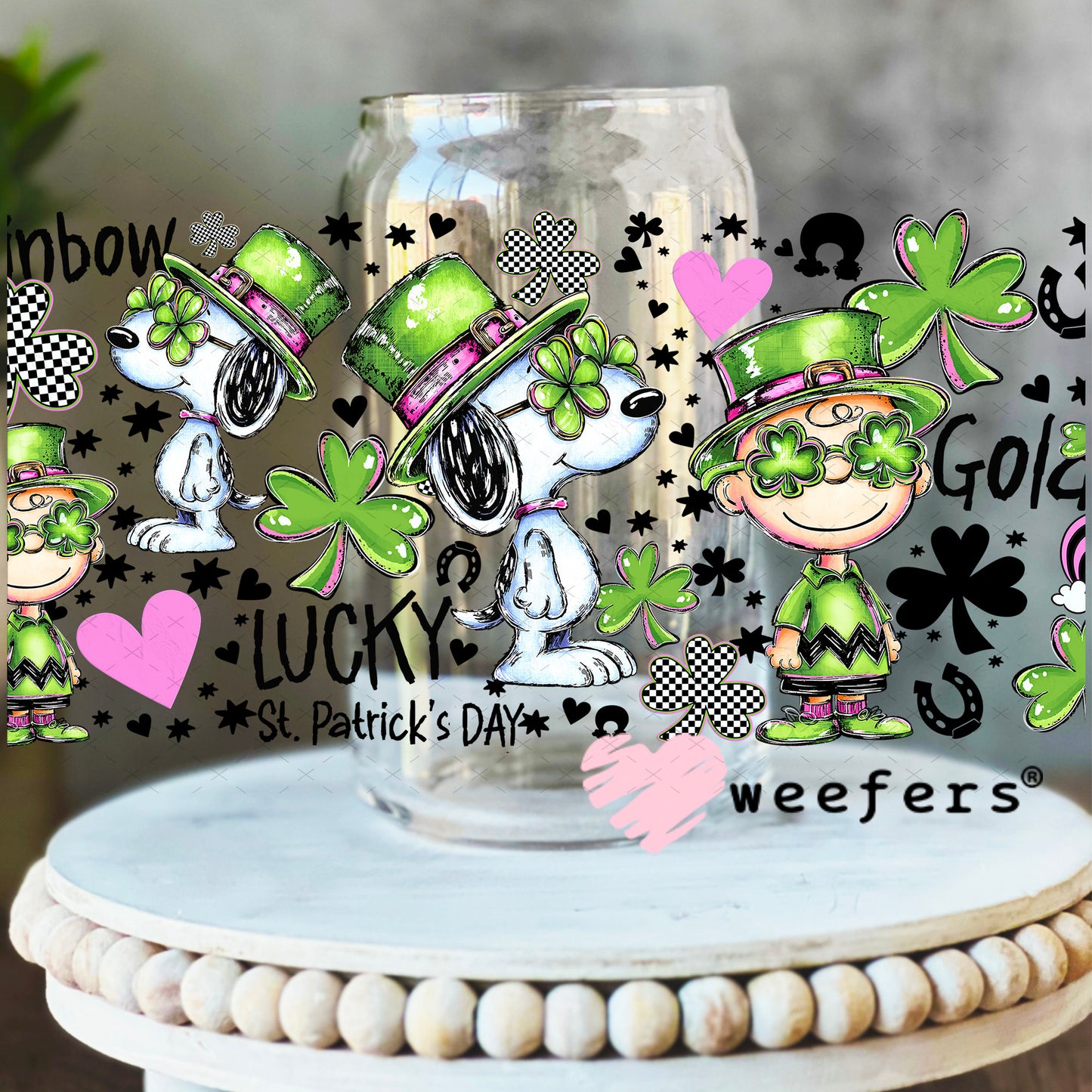 UV DTF Cup Wrap – Snoop St Patty 16oz Libbey Glass Original Size Weefers