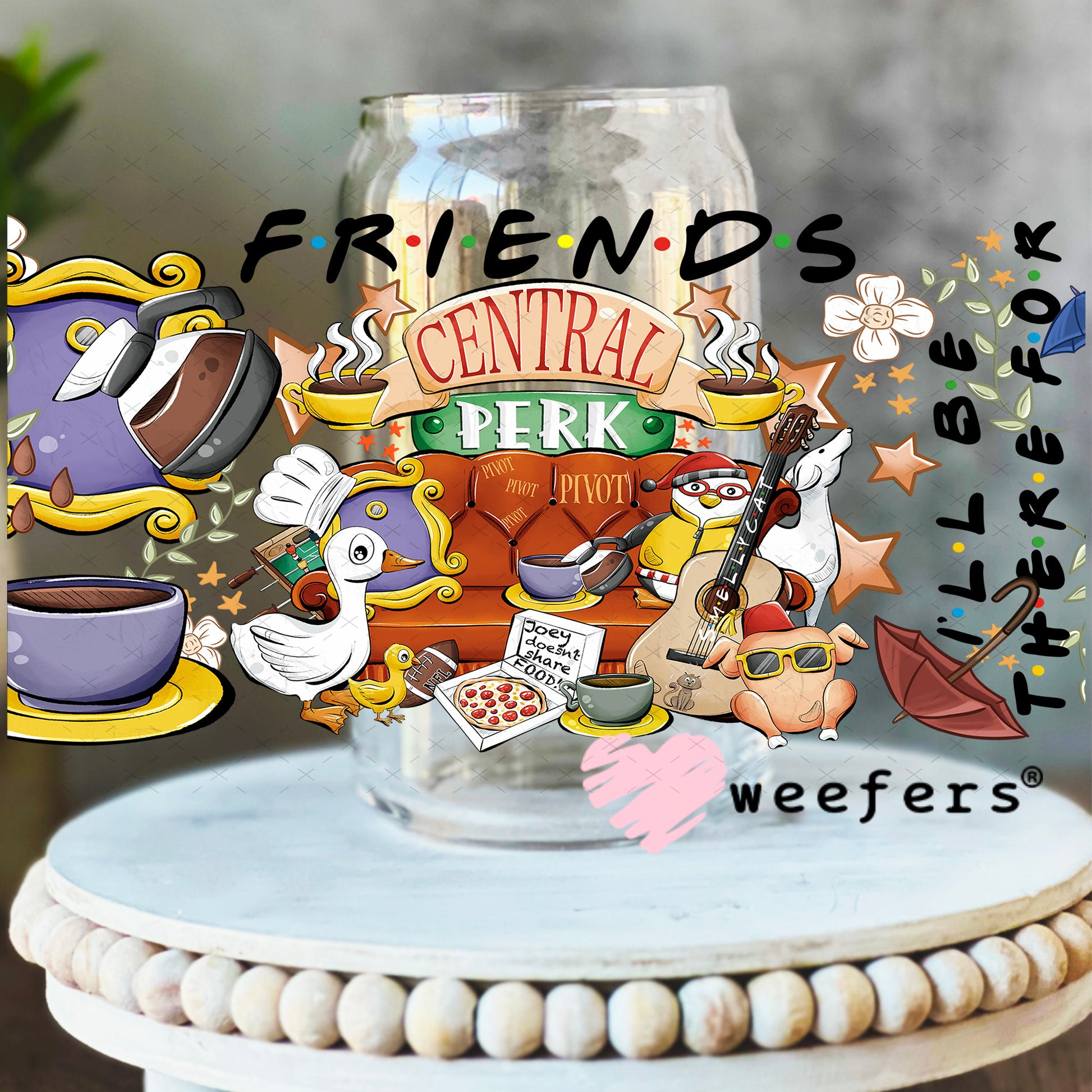 UV DTF Cup Wrap – Friends Central Perk 16oz Libbey Glass Original Size Weefers