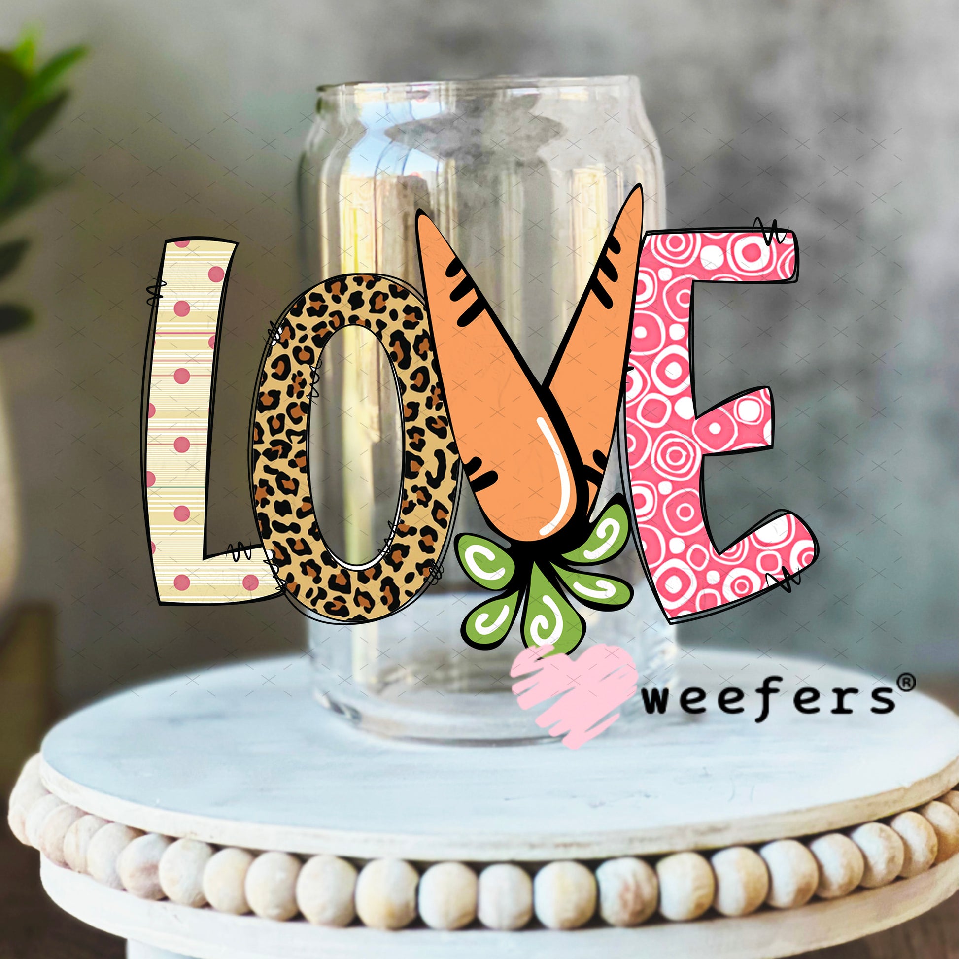 UV DTF Decal - Easter Love 16oz Libbey Glass Original Size Weefers