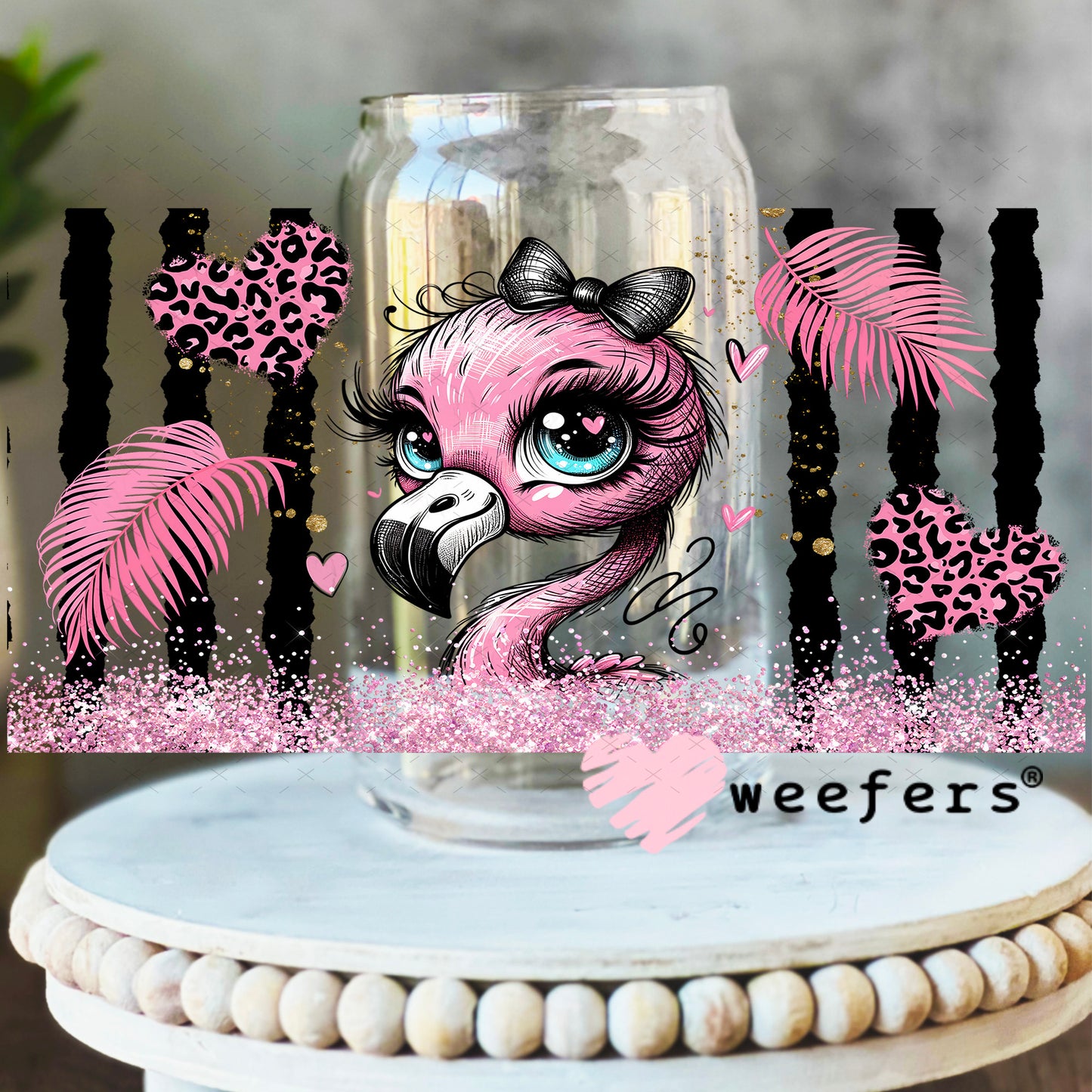 UV DTF Cup Wrap – Bougee Flamingo 16oz Libbey Glass Original Size Weefers