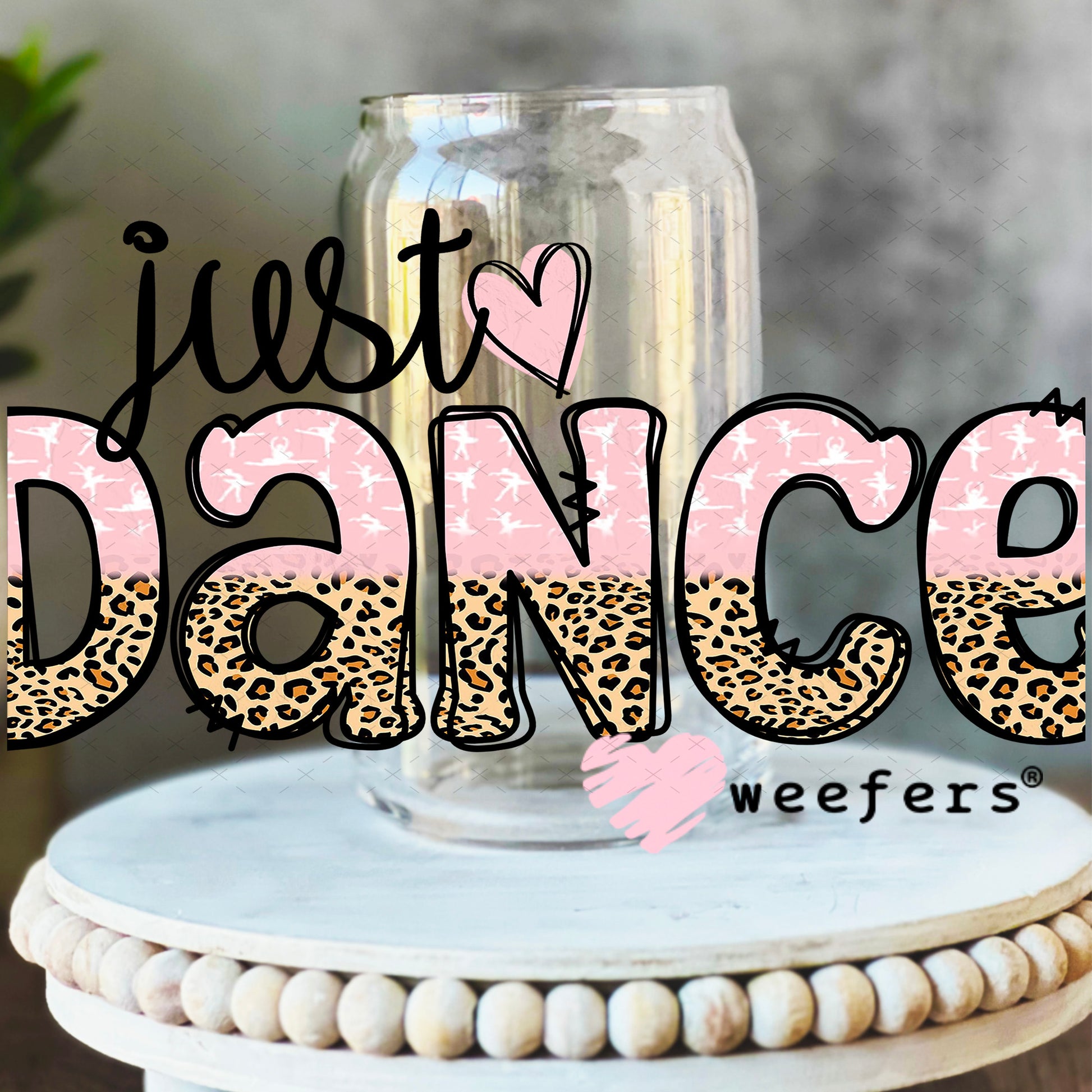 UV DTF Cup Wrap – Just Dance Pink Leopard 16oz Libbey Glass Original Size Weefers