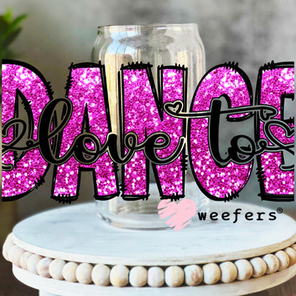 UV DTF Cup Wrap – Love to Dance 16oz Libbey Glass Original Size Weefers