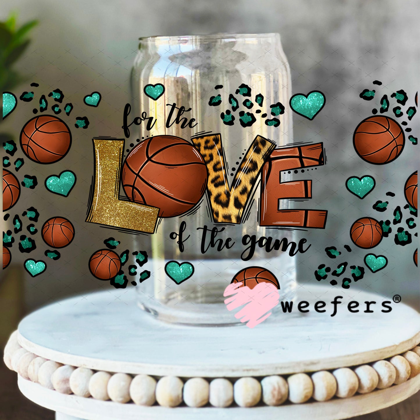 UV DTF Cup Wrap – For the Love of the Game Basketball 16oz Libbey Glass Original Size Weefers