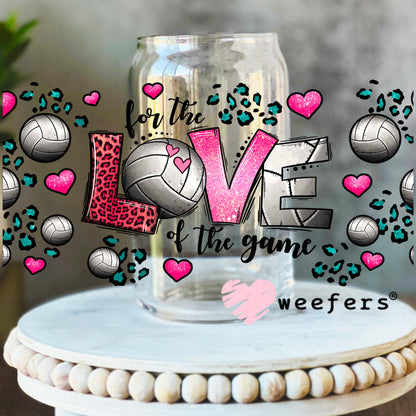 UV DTF Cup Wrap – For the Love of the Game Volleyball 16oz Libbey Glass Original Size Weefers
