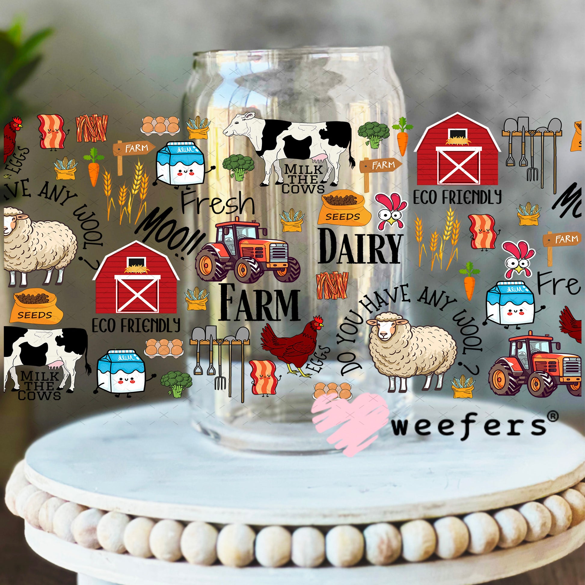 UV DTF Cup Wrap – On the Farm 16oz Libbey Glass Original Size Weefers