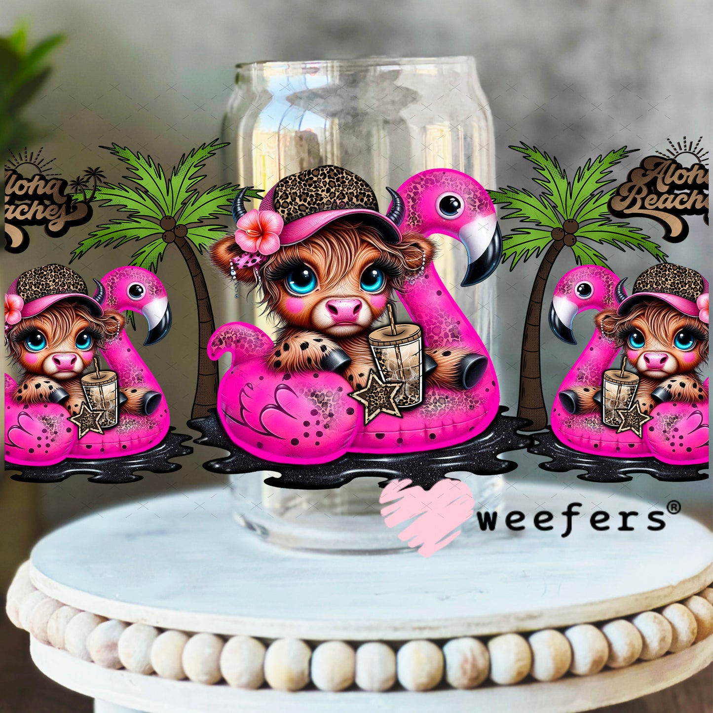 UV DTF Cup Wrap – Highland Cow Flamingo Floatie