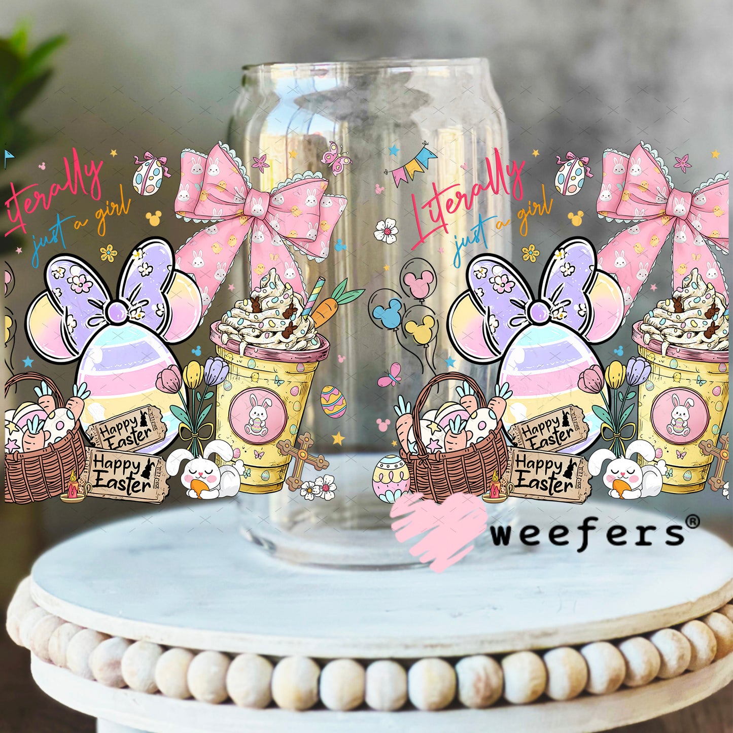 UV DTF Cup Wrap – Literally Just a Girl Easter 16oz Libbey Glass Original Size Weefers
