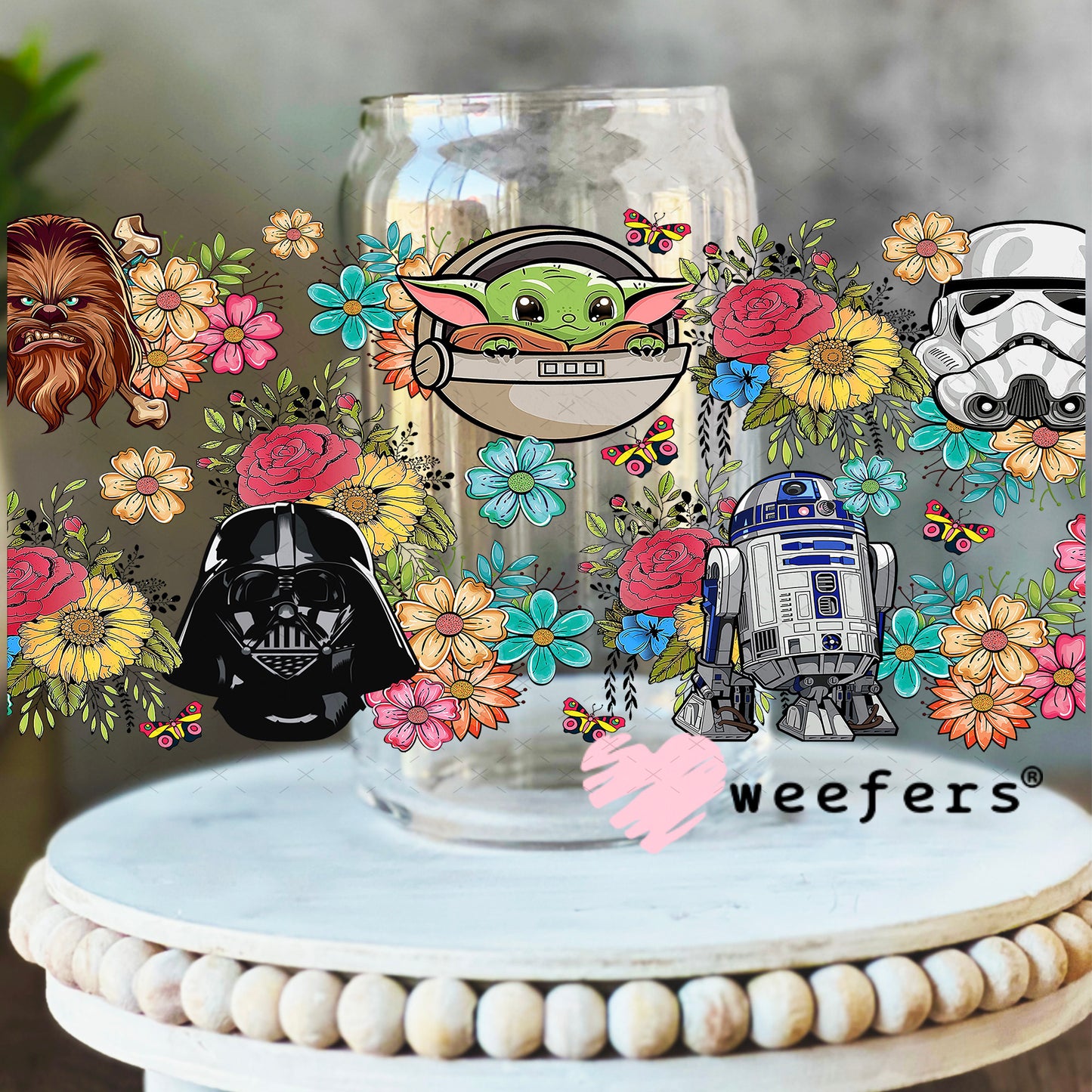 UV DTF Cup Wrap – Star Wars Friends 16oz Libbey Glass Original Size Weefers
