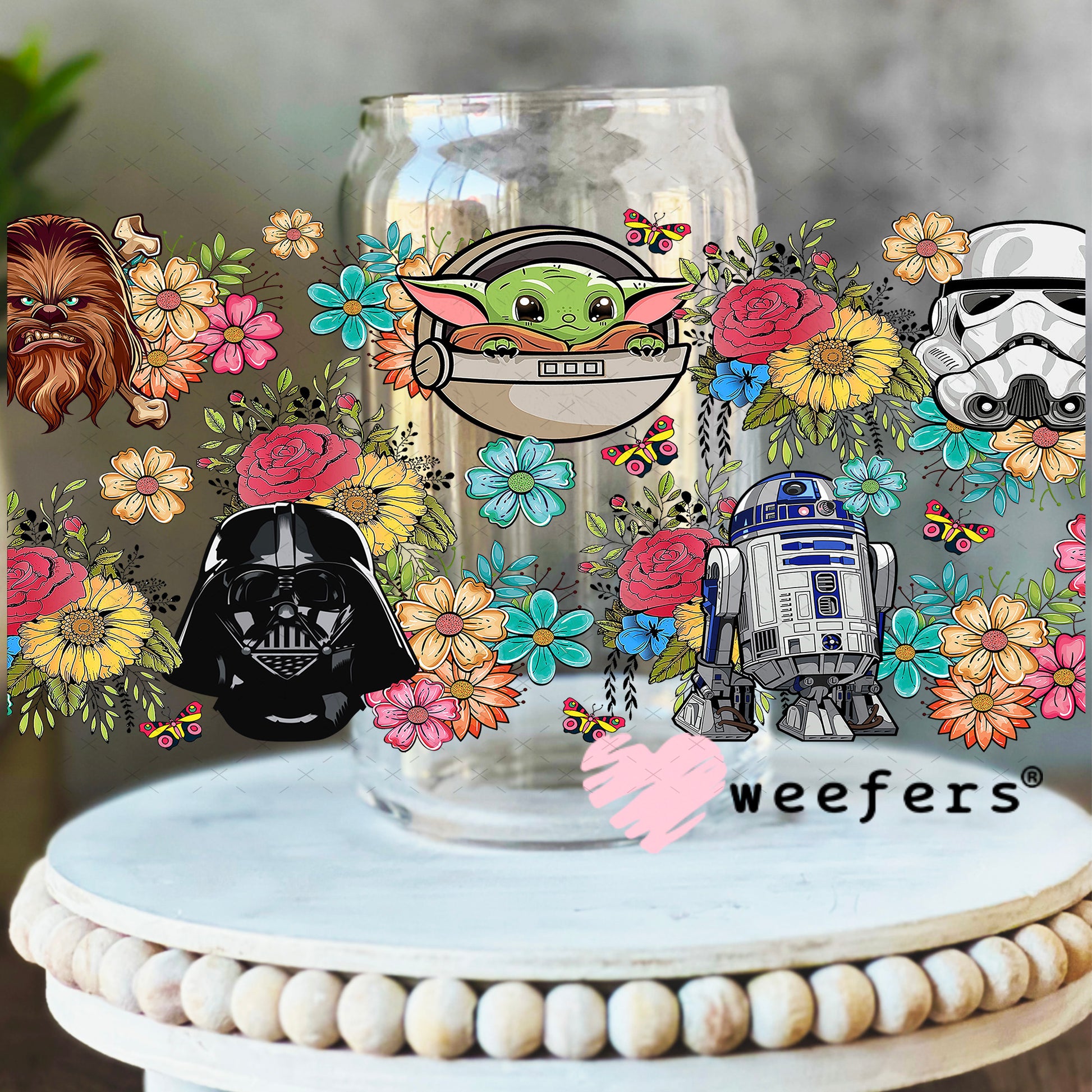 UV DTF Cup Wrap – Star Wars Friends 16oz Libbey Glass Original Size Weefers