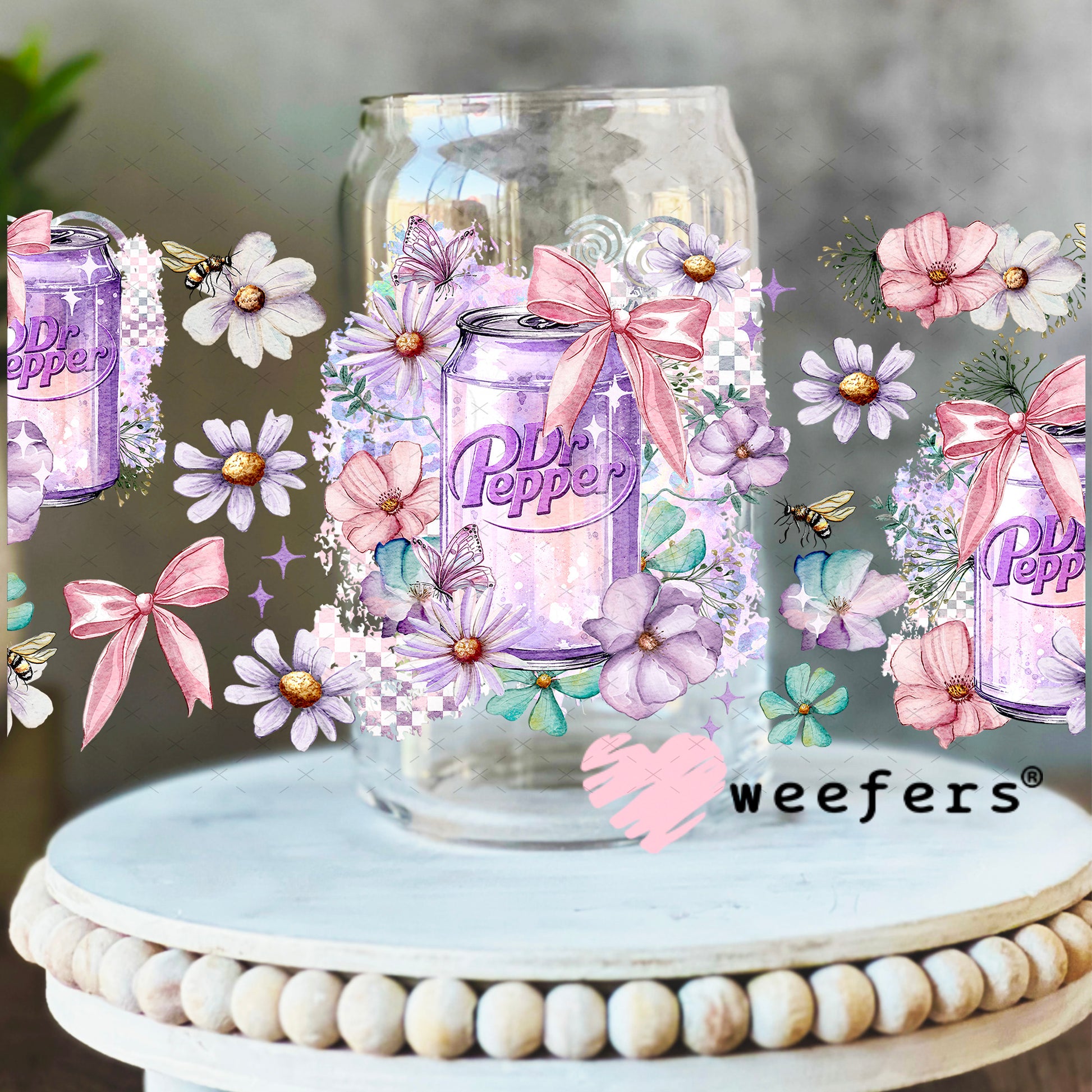 UV DTF Cup Wrap – Dr Soda Floral Soda 16oz Libbey Glass Original Size Weefers
