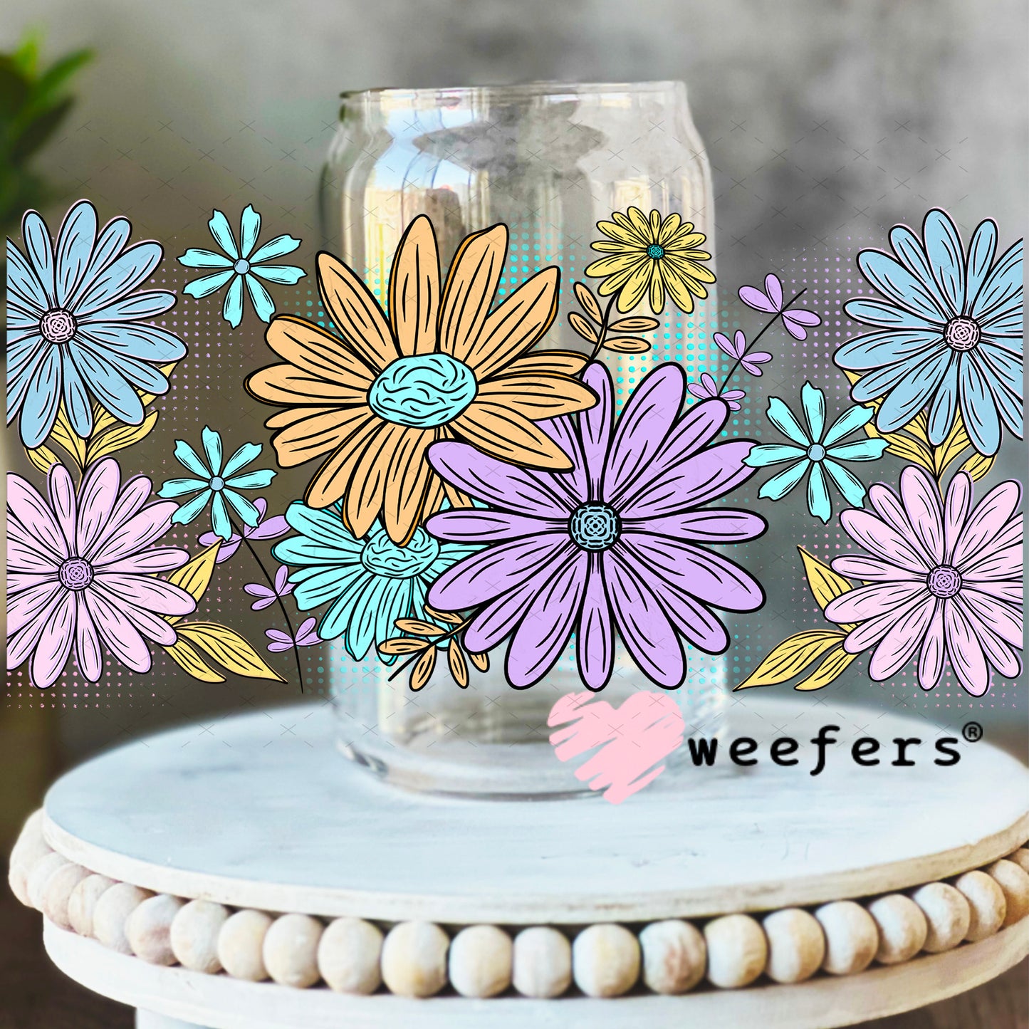 UV DTF Cup Wrap – Spring Flowers 16oz Libbey Glass Original Size Weefers