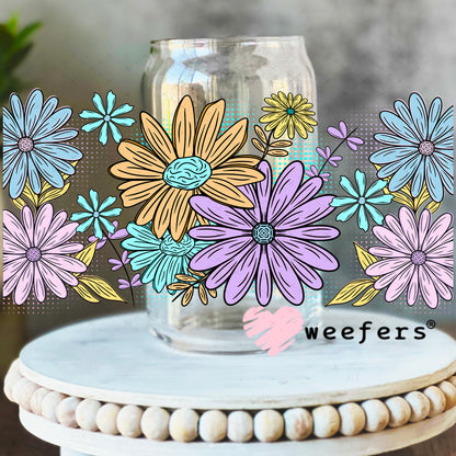 UV DTF Cup Wrap – Spring Flowers 16oz Libbey Glass Original Size Weefers