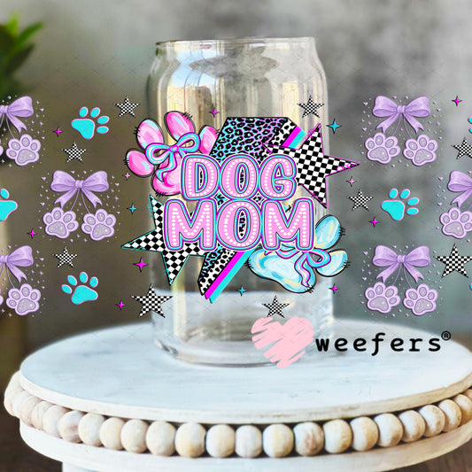 UV DTF Cup Wrap – Dog Mom Lilac Blue - Weefers® Exclusive 16oz Libbey Glass Original Size Cup Wrap Weefers