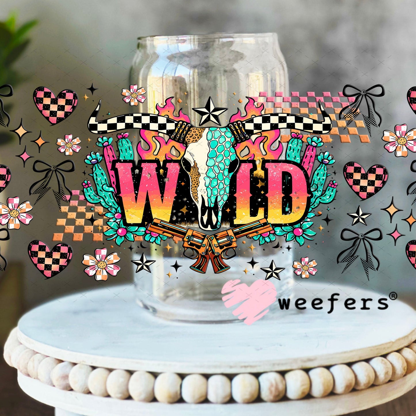 UV DTF Cup Wrap – Wild - Weefers Exclusive 16oz Libbey Glass Original Size Cup Wrap Weefers