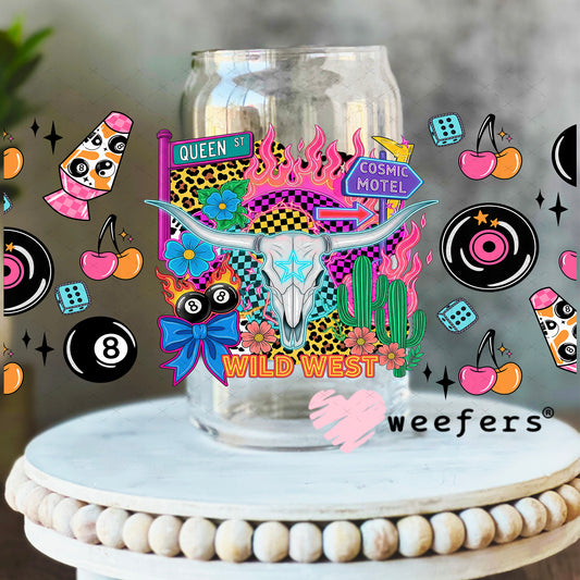 UV DTF Cup Wrap – Cosmic Motel - Weefers Exclusive 16oz Libbey Glass Original Size Weefers