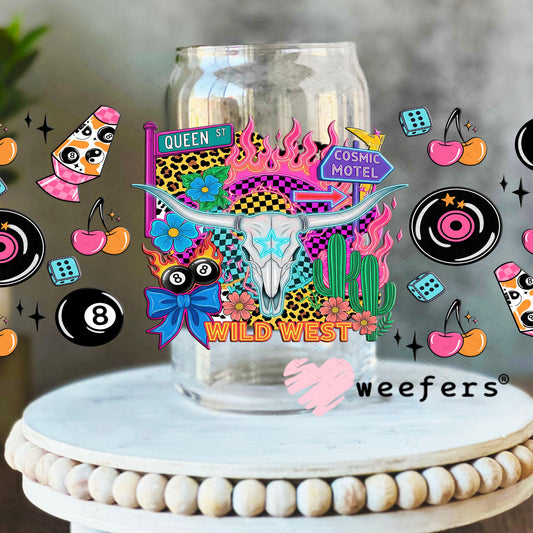 UV DTF Cup Wrap – Cosmic Motel - Weefers® Exclusive 16oz Libbey Glass Original Size Cup Wrap Weefers