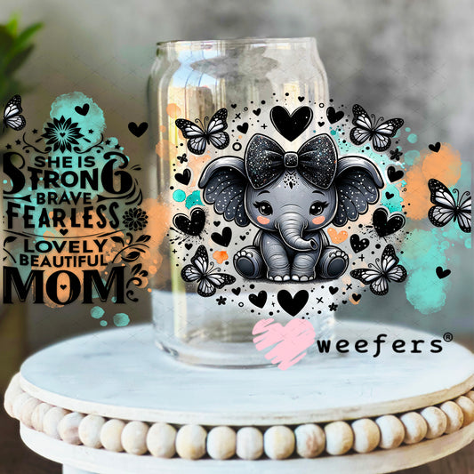 UV DTF Cup Wrap – She is Strong 16oz Libbey Glass Original Size Weefers