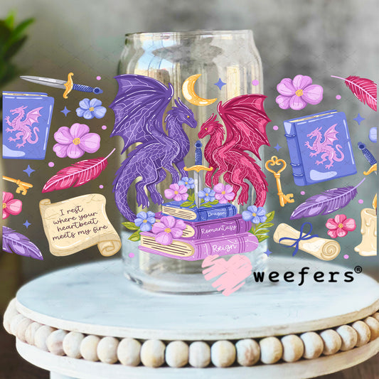 UV DTF Cup Wrap – Fantasy Romance Book Lover 16oz Libbey Glass Original Size Weefers