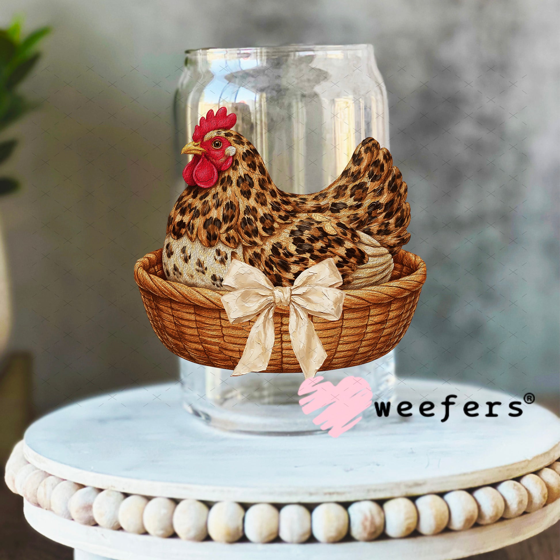 UV DTF Decal - Farm Hen 16oz Libbey Glass Original Size Weefers