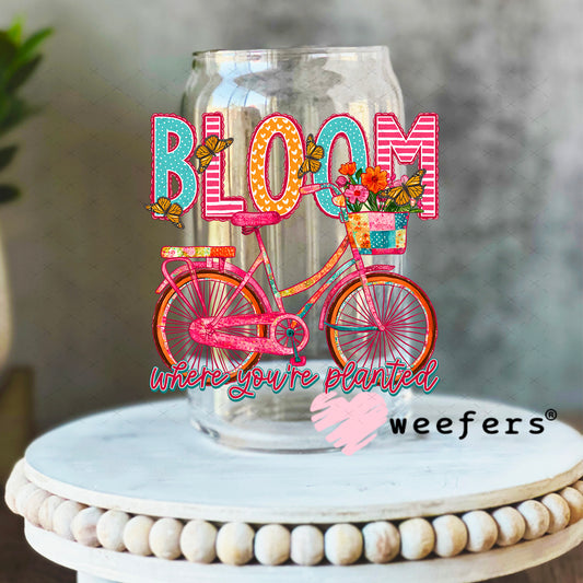 UV DTF Decal - Bloom Where You're Planted 16oz Libbey Glass Original Size Weefers