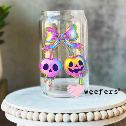 UV DTF Decal - Iridescent Skull Cherries 16oz Libbey Glass Original Size Weefers