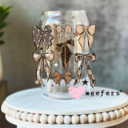 UV DTF Decal - Brown Leopard Checkered Bows