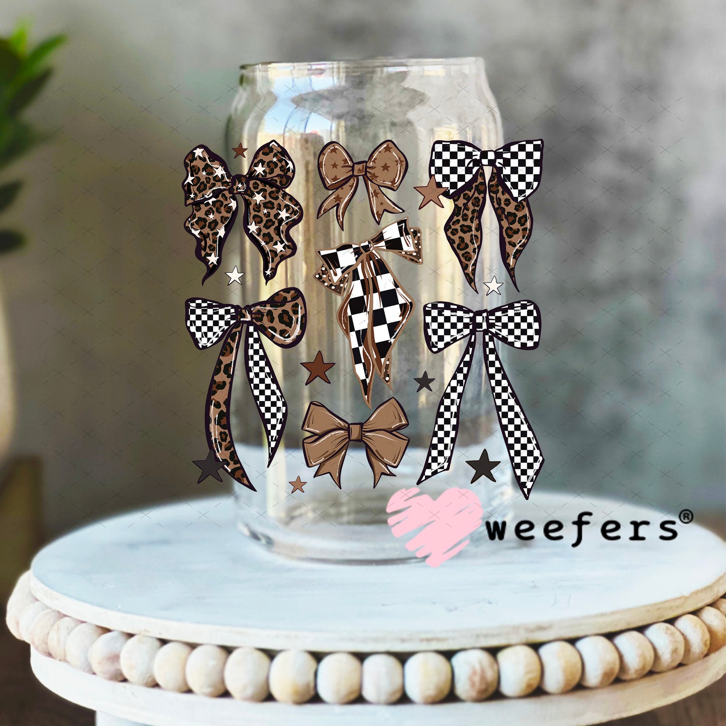 UV DTF Decal - Brown Leopard Bows