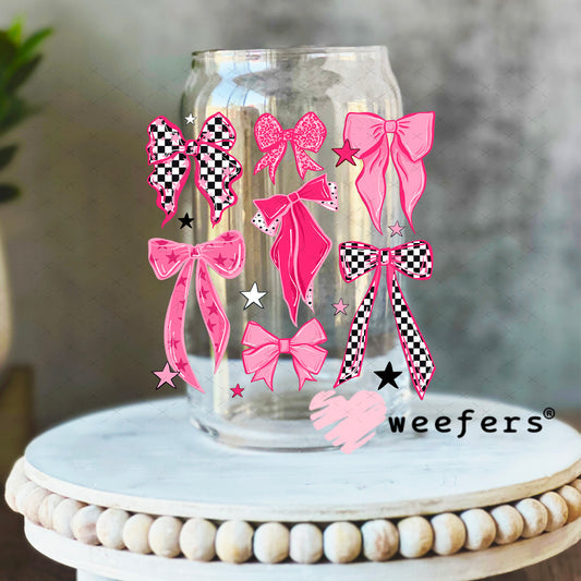 UV DTF Decal - Pink Checkered Bows