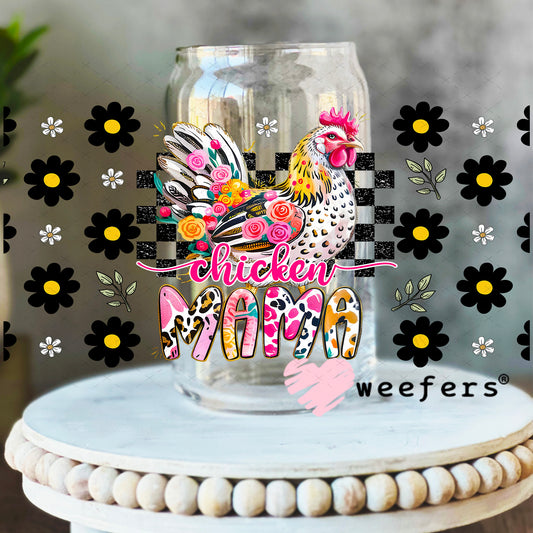 UV DTF Cup Wrap – Chicken Mama - Weefers Exclusive 16oz Libbey Glass Original Size Weefers
