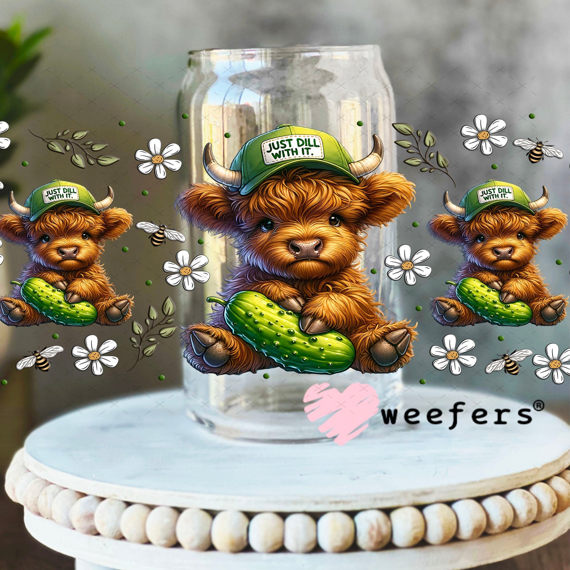 UV DTF Cup Wrap – Just Dill With It - Weefers® Exclusive 16oz Libbey Glass Original Size Cup Wrap Weefers