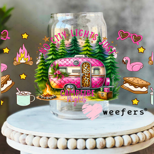 UV DTF Cup Wrap – No City Lights Just Campfire Nights - Weefers Exclusive 16oz Libbey Glass Original Size Weefers