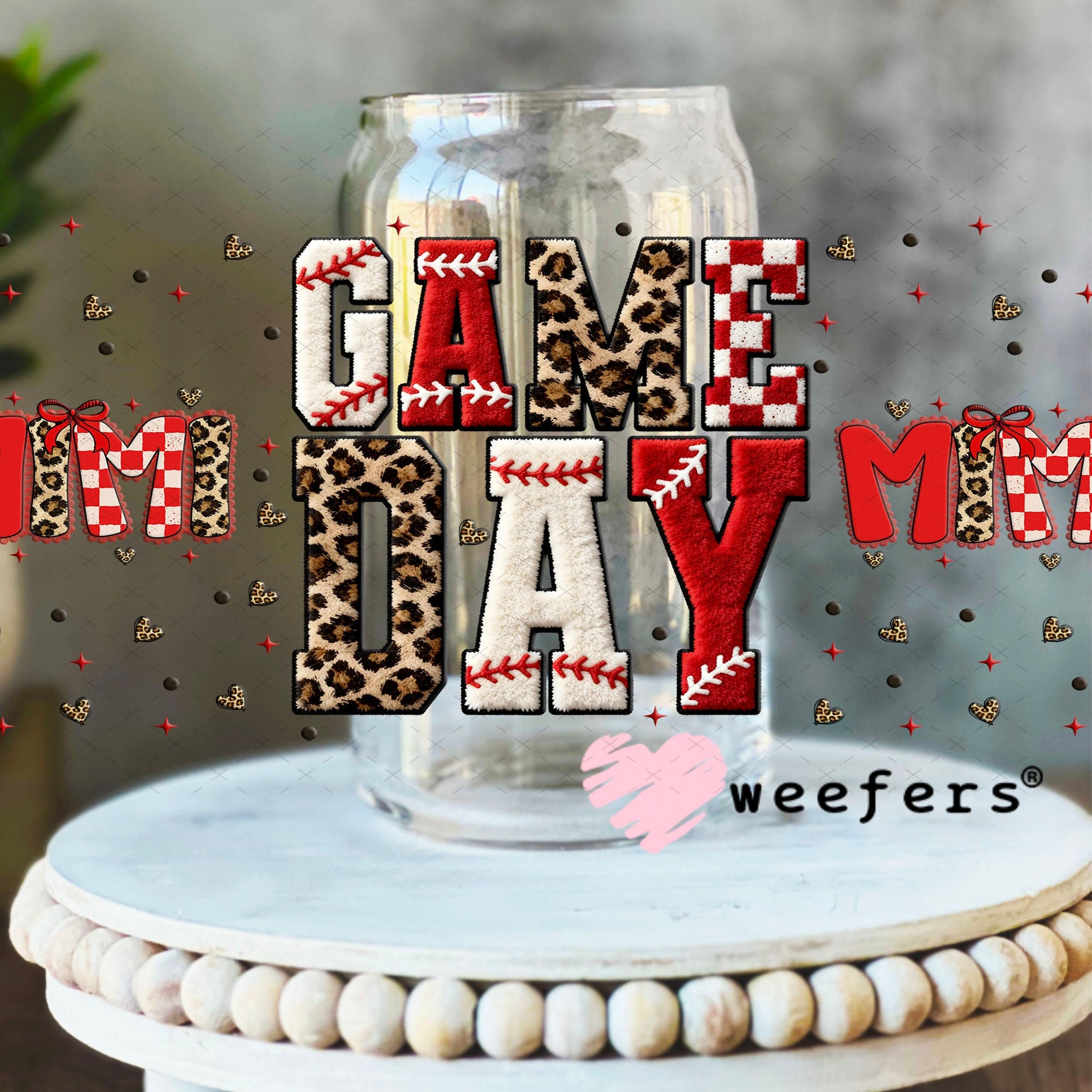 UV DTF Cup Wrap – Game Day Mimi Baseball - Weefers Exclusive 16oz Libbey Glass Original Size Cup Wrap Weefers