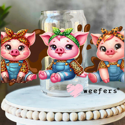 UV DTF Cup Wrap – Bougie Girlfriend Pig Friends 16oz Libbey Glass Original Size Weefers