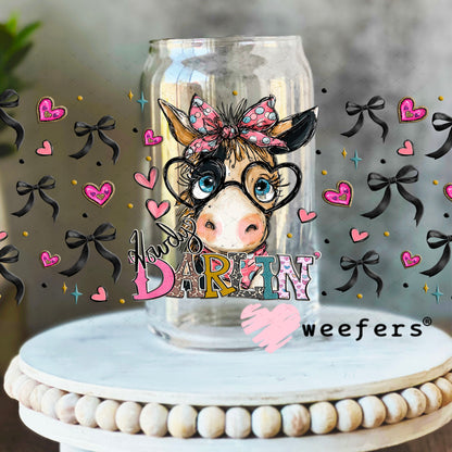 UV DTF Cup Wrap – Howdy Darlin Donkey - Weefers Exclusive 16oz Libbey Glass Original Size Cup Wrap Weefers