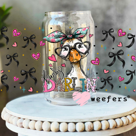 UV DTF Cup Wrap – Howdy Darlin Duck - Weefers Exclusive 16oz Libbey Glass Original Size Weefers