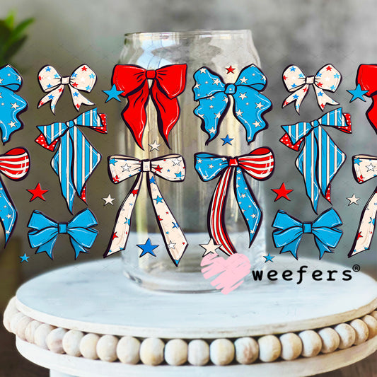 UV DTF Cup Wrap – Patriotic Bows 16oz Libbey Glass Original Size Weefers