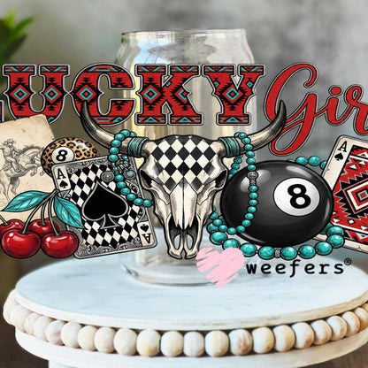 UV DTF Cup Wrap – Lucky Girl 16oz Libbey Glass Original Size Weefers