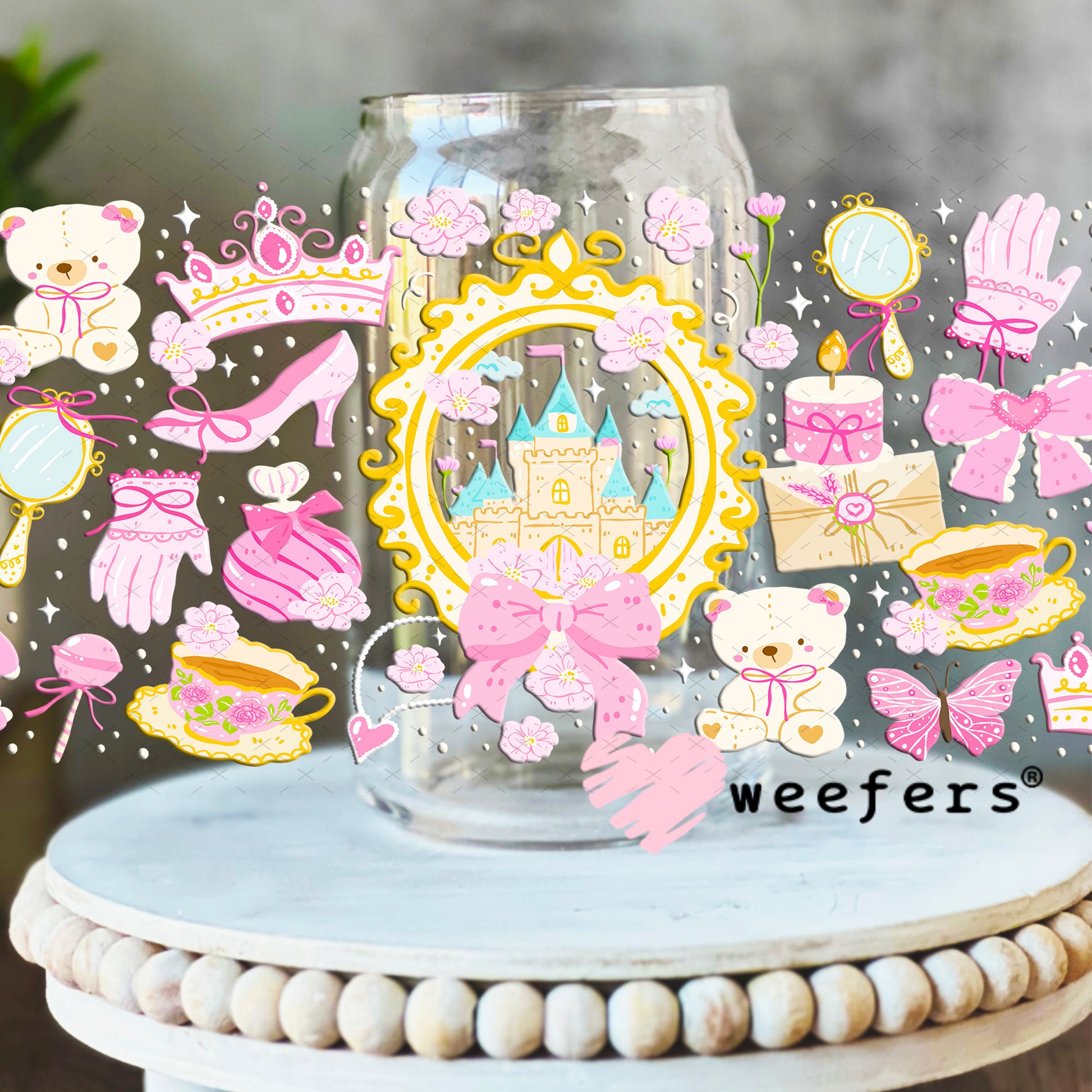 UV DTF Cup Wrap – Princess Favorite Things 16oz Libbey Glass Original Size Weefers
