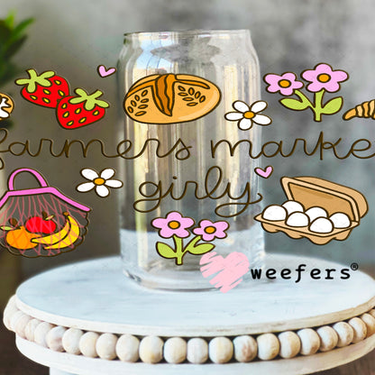 UV DTF Cup Wrap – Farmers Market Girly 16oz Libbey Glass Original Size Weefers