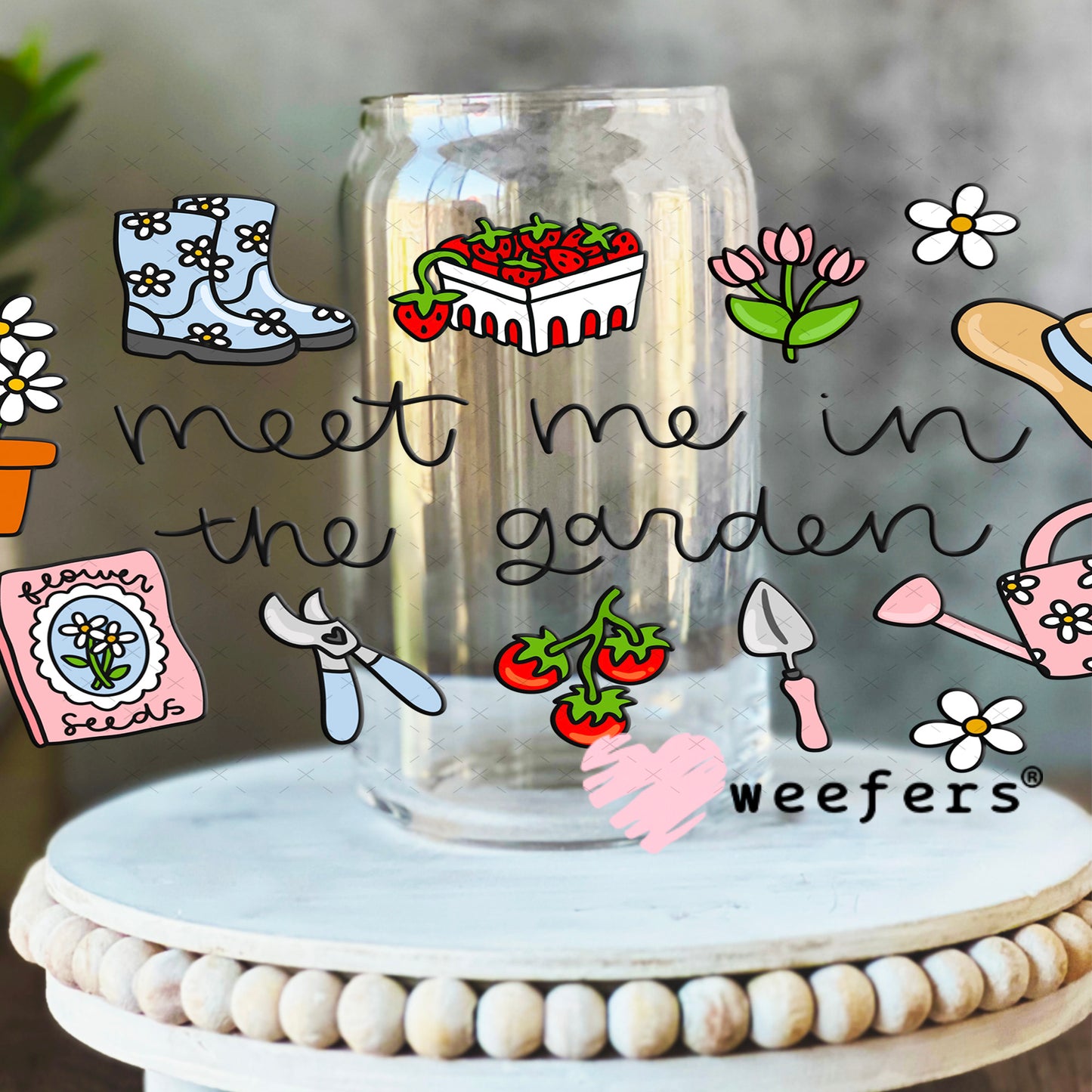 UV DTF Cup Wrap – Meet Me in The Garden 16oz Libbey Glass Original Size Weefers