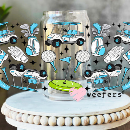 UV DTF Cup Wrap – Blue Golf Favorite Things 16oz Libbey Glass Original Size Weefers